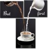 Coffee Bar Wall Decor for Kitchen - But First Coffee Sign - Kitchen Canvas Wall Art for Modern Home Dining Room Decorative (latte-set, Set of 3)