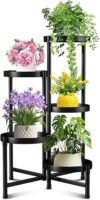 Metal Plant Stand Indoor Outdoor , 5 Tier Foldable Corner Tall Plant Shelf for Multiple Plants, Black Metal Tiered Plant Stand Sturdy and More Balanced, for Garden Patio Lawn Balcony (5 tier)